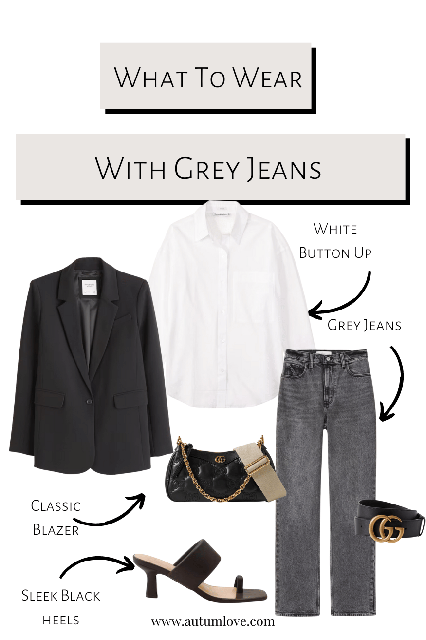 Grey jeans and denim shirt online